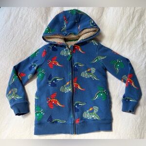 Mini Boden Sherpa Lined Hoodie with Dragon Print 8/9y